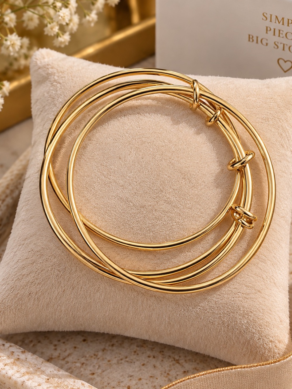 Elegant 18K Gold Filled Multi‑Band Bangle Bracelet